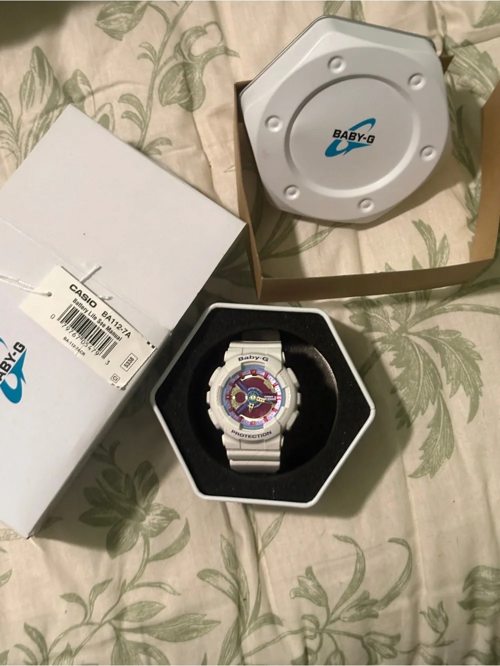 White Women's Baby-G, G-Shock Resistant Watch with Pink Dial